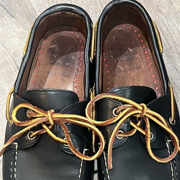 Men’s Allen Edmonds 9.5D 2 Eye Full Leather Westbrook Boat Shoe Dark Blue EUC - Picture 6 of 10